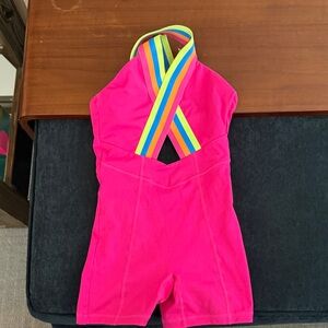 JO and Jax Kids Pink Dance Costume with Rainbow Straps